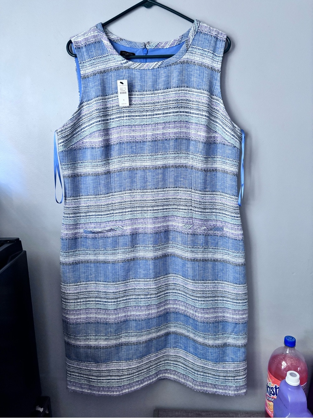 Talbots Blue and White Striped Sleeveless Shift Dress